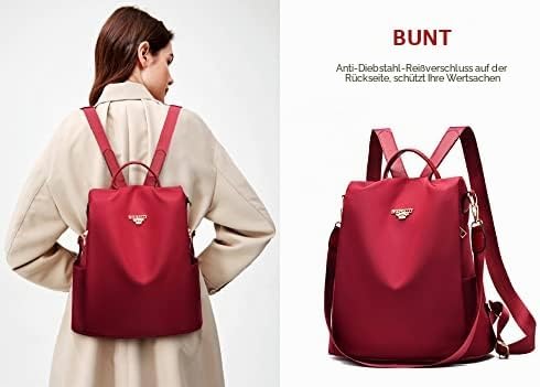 shepretty Damen Rucksack Anti Diebstahl Umhängetasche Multifunktions Schultaschen 8864-rot 32*14*33c