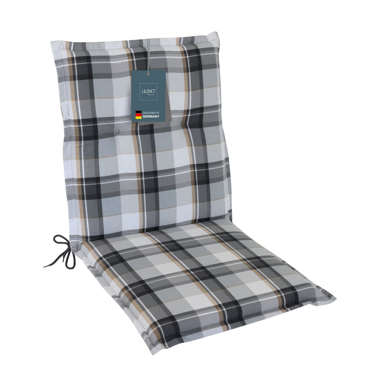 LILENO HOME Gartenstuhl Auflagen als [1er Set - Niedriglehner] in Karo Grau - Bequeme Liegen als Sit