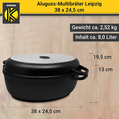 Krüger Aluguss-Bräter - Bräter mit Antihaft-Versiegelung (Aluguss-Multibräter Leipzig - ohne Indukti