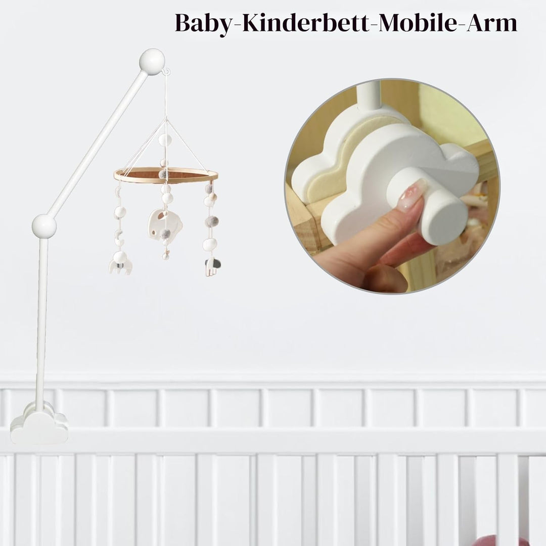 Mobile Halterung Weiss, AolKee Mobile Halterung Holz, Mobile Baby, Abnehmbarer Verstellbarer Kinderb