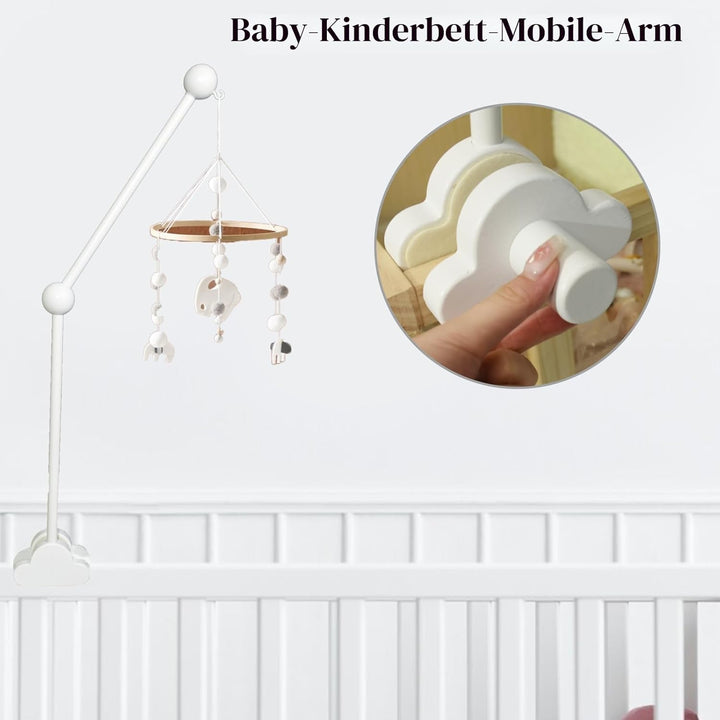 Mobile Halterung Weiss, AolKee Mobile Halterung Holz, Mobile Baby, Abnehmbarer Verstellbarer Kinderb