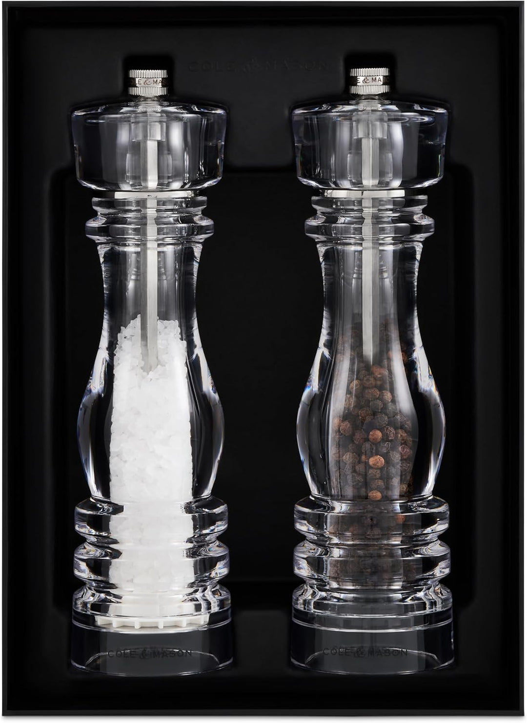 Cole & Mason London Acryl Salz- und Pfeffermühlen-Set, 220 mm, Precision+ Carbon-/Keramik-Mechanisme