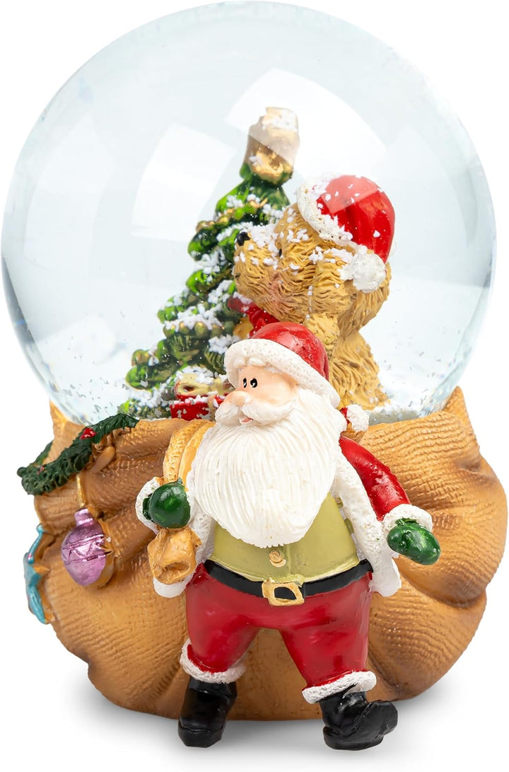 SIKORA SK27 Mittelgrosse Glas Deko Schneekugel Bär im Sack Weihnachtsdeko D:65, Bär im Sack