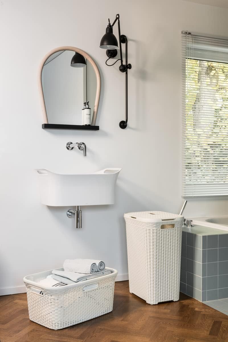 CURVER Style 60L Wäschebox, Plastik, Creme, 44.8 x 34.1 x 61.5 cm Einzelbett 44.8 x 34.1 x 61.5 cm,