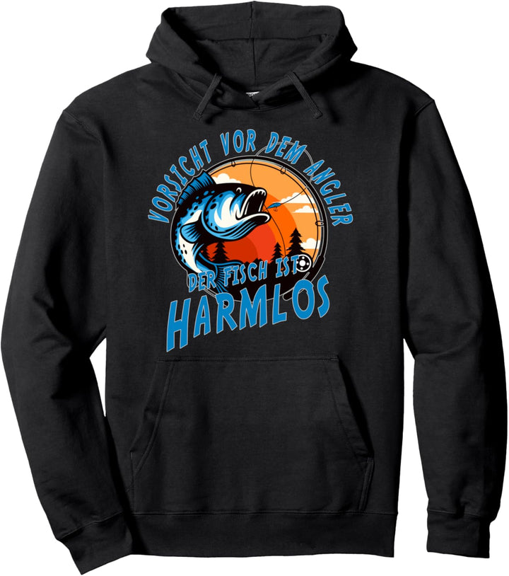 Vorsicht vor dem Angler der Fisch ist harmlos. Fischen. Pullover Hoodie