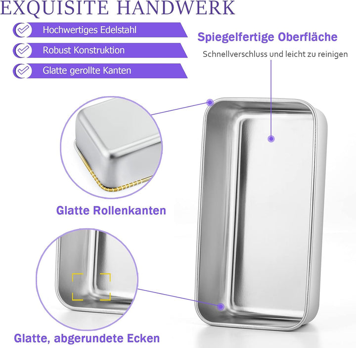 Homikit Kastenform, Edelstahl Brotbackform Königskuchenform 4er-Set, Rechteckig Brotform für Brot/Ku