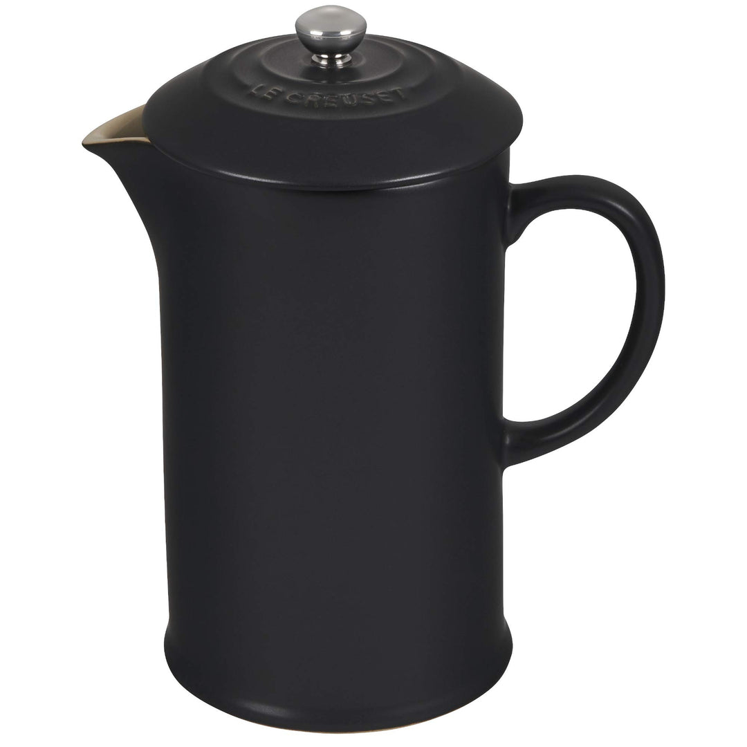 Le Creuset Kaffee-Bereiter/French Press mit Edelstahl-Presseinsatz, 800 ml, Steinzeug, Schwarz