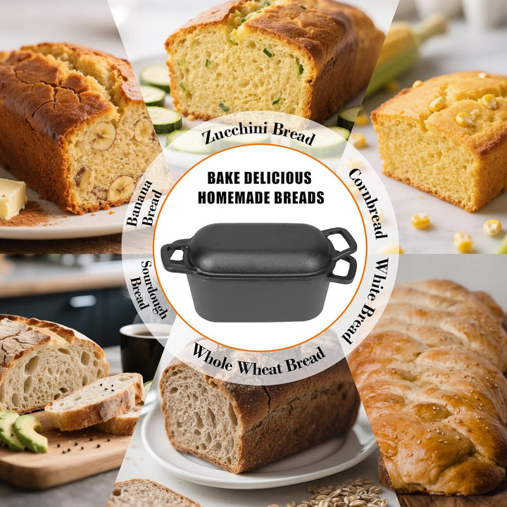 GFTIME Gusseisen Topf 35cm Brot Backen, Brotbackform mit Deckel - Robuste Brotbackform mit Deckel -