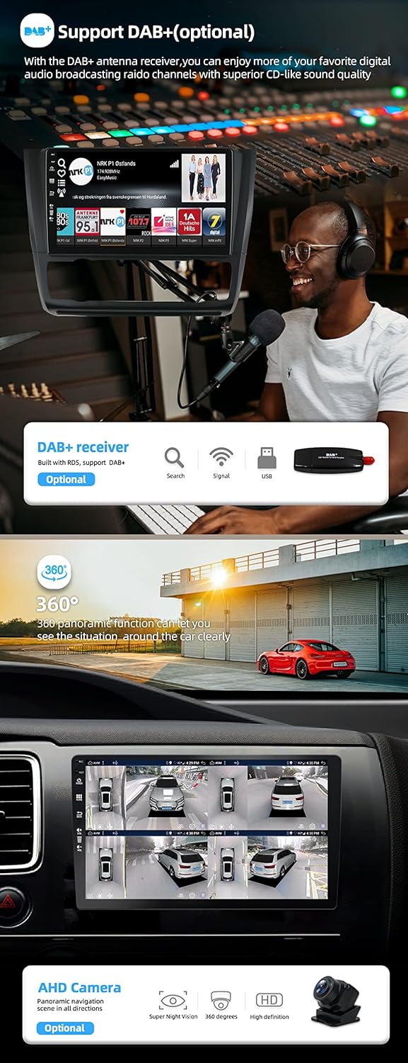 YUNTX [4GB+64GB] Android 12 Autoradio für BMW 1 Series E81 E82 E87 E88 (2008-2012)-2 Din-[Integriert