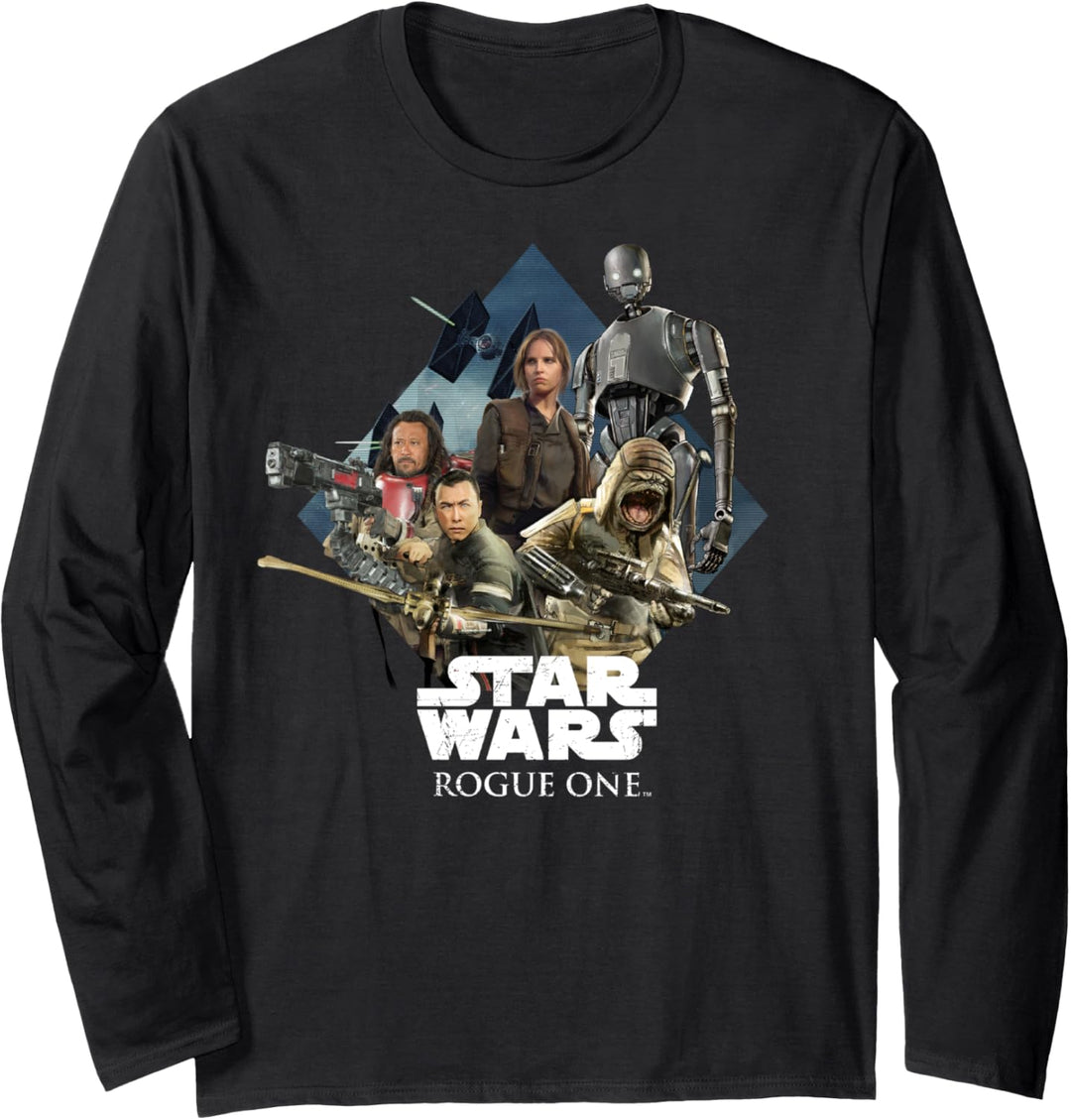 Star Wars Rogue One Character Collage Logo Langarmshirt