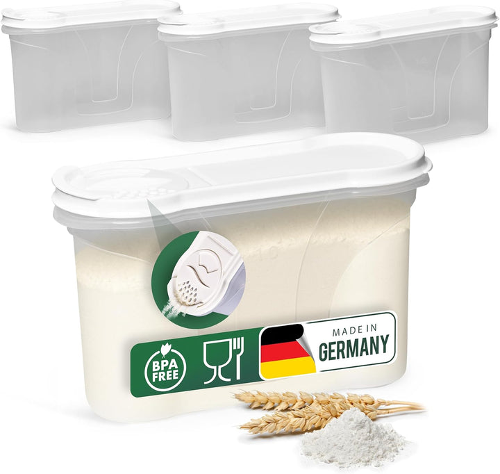 Novaliv Schüttdosen 4 STÜCK Vorratsdose zum Streuen 1,3 Liter - Masse (LxBxH): 22 x 13 x 8,5 cm - Do