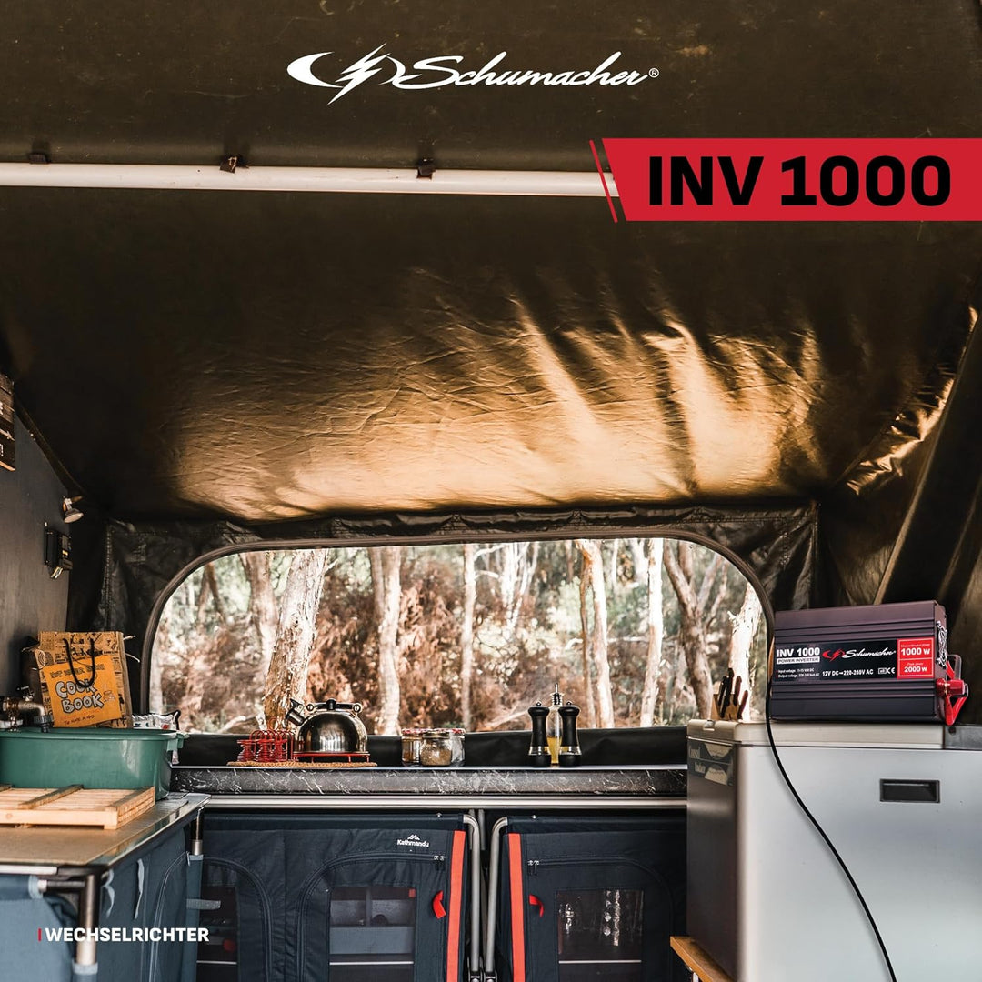 Schumacher INV 1000 Spannungswandler Modifizierter Sinus-Wechselrichter 12V DC > 230V AC - Dauerleis