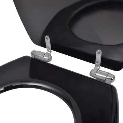 HOMIUSE Toilettensitze 2 Stk. mit Absenkautomatik MDF Schwarz Toilettendeckel Wc Sitz mit Absenkauto