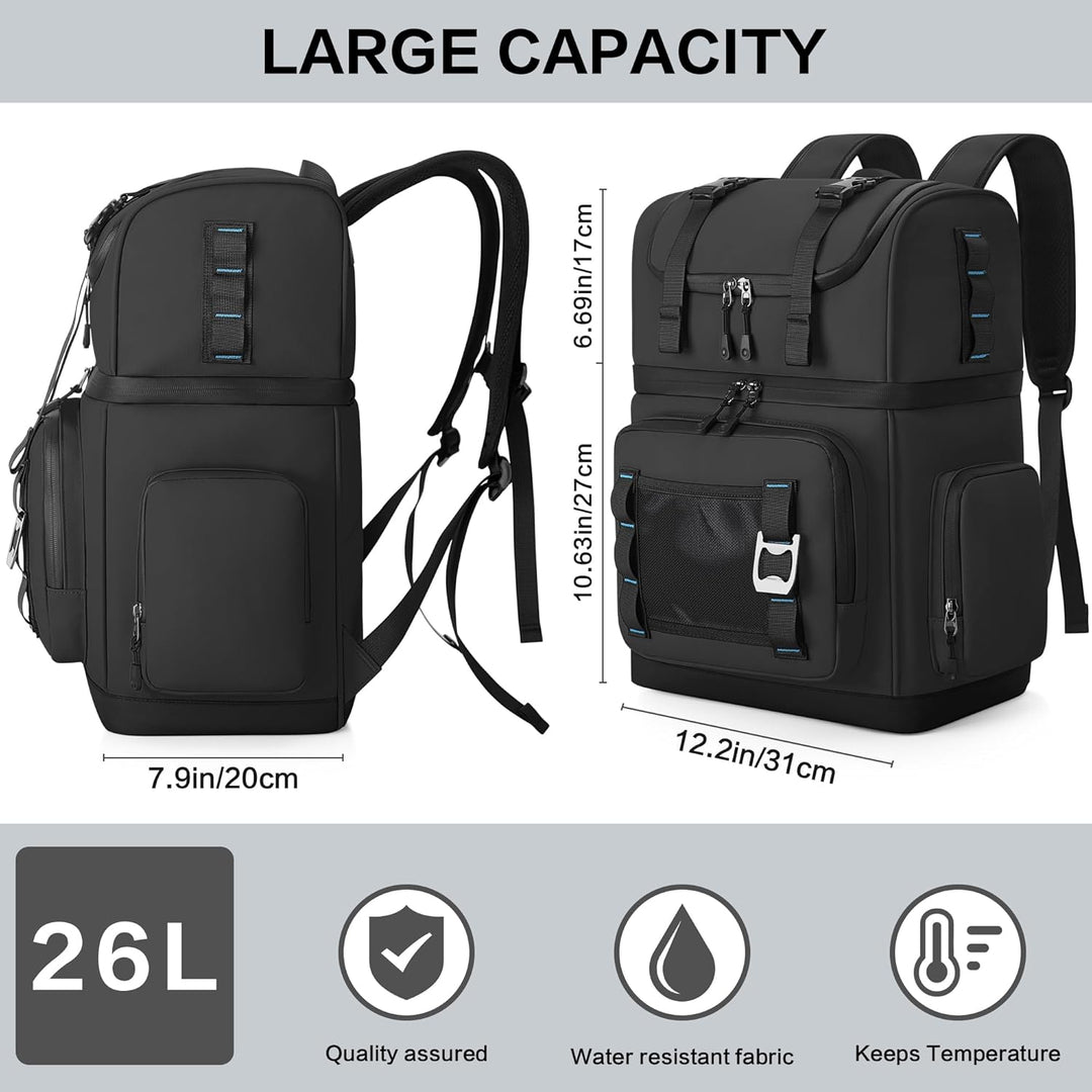 Grosser Kühlrucksack für Herren & Damen, Doppellagiger Kühltasche Rucksack Wasserdichter Isolierter