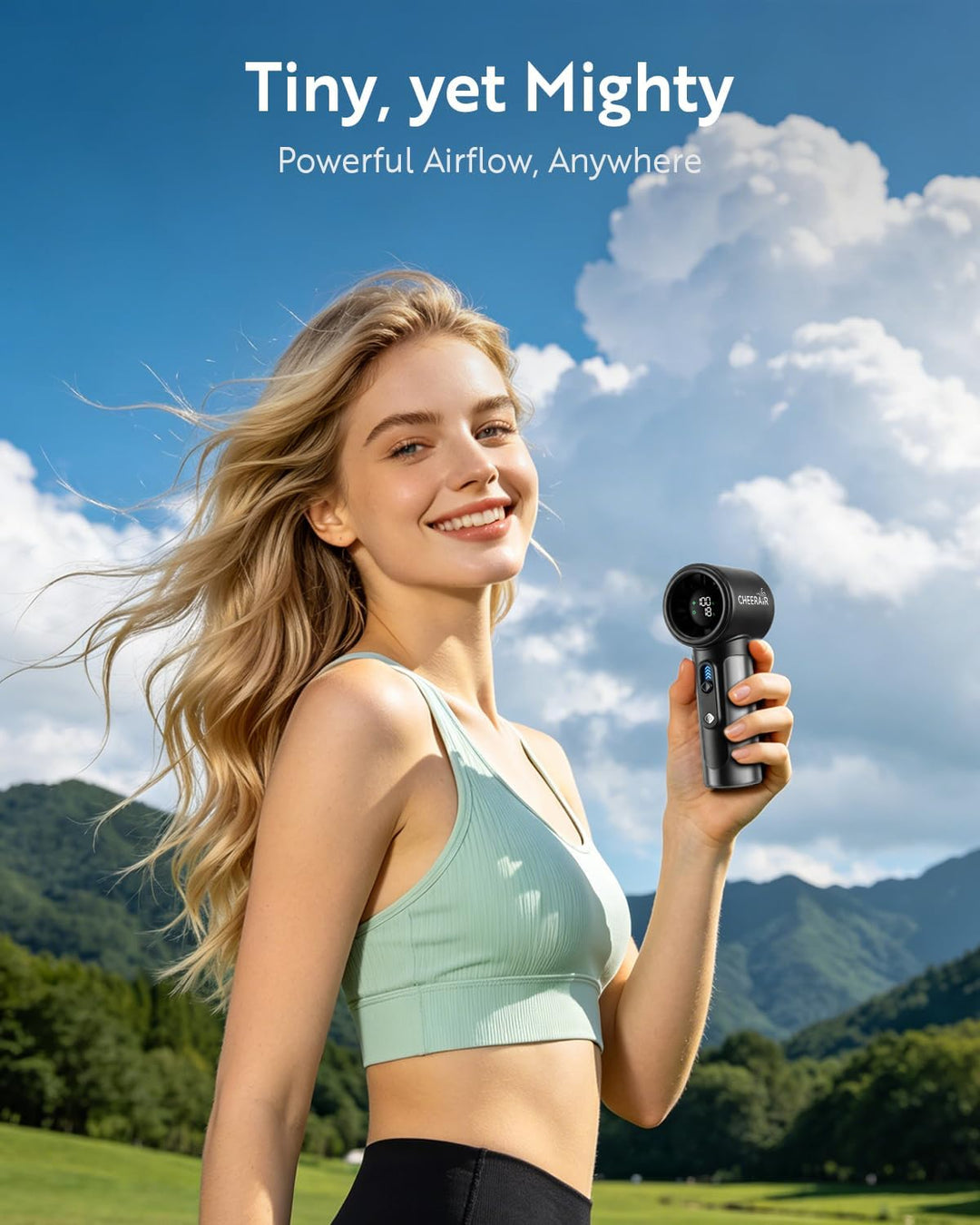 Handventilator Tragbar, Leistungsstarker Mini Ventilator, 5000mAh Akku bis zu 18 Std. Laufzeit, Tasc