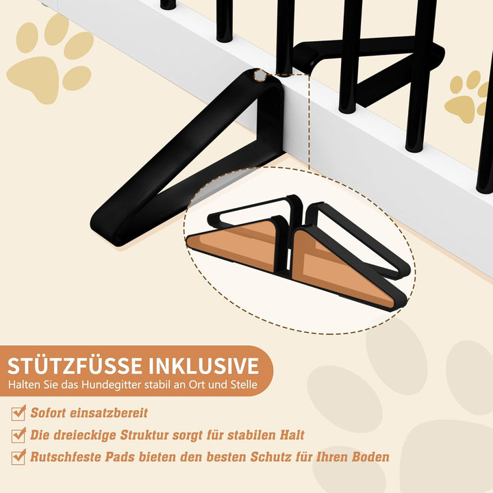 HOLTICO Absperrgitter Hund,Hundegitter für Wohnung Garten ohne Bohren aus Metal Holz,Freistehendes H