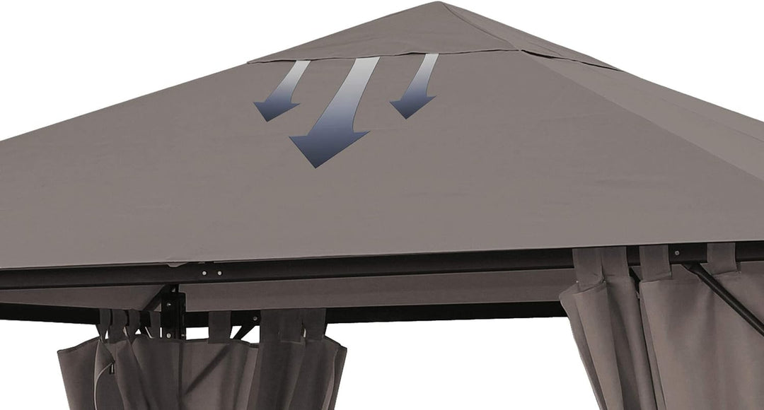 QUICK STAR Ersatzdach für Garten Pavillon 3x3m Taupe/Beigegrau RAL 7006 Antik Pavillondach