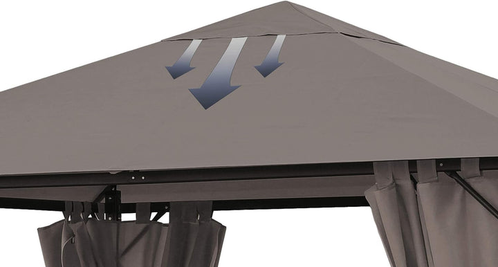 QUICK STAR Ersatzdach für Garten Pavillon 3x3m Taupe/Beigegrau RAL 7006 Antik Pavillondach