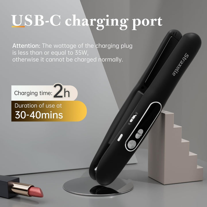 Mini Glätteisen Kabellos 2 in 1 Glätteisen Locken und Glätten mit 5000mAh ReiseGlätteisen 3 Einstell