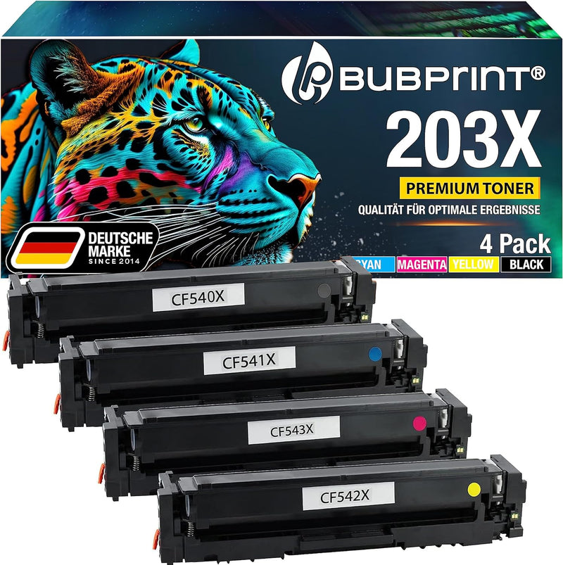 Bubprint 203X 4 Toner Kompatibel für HP 203X 203A für Color Laserjet Pro MFP M281fdw M254dw M254nw M