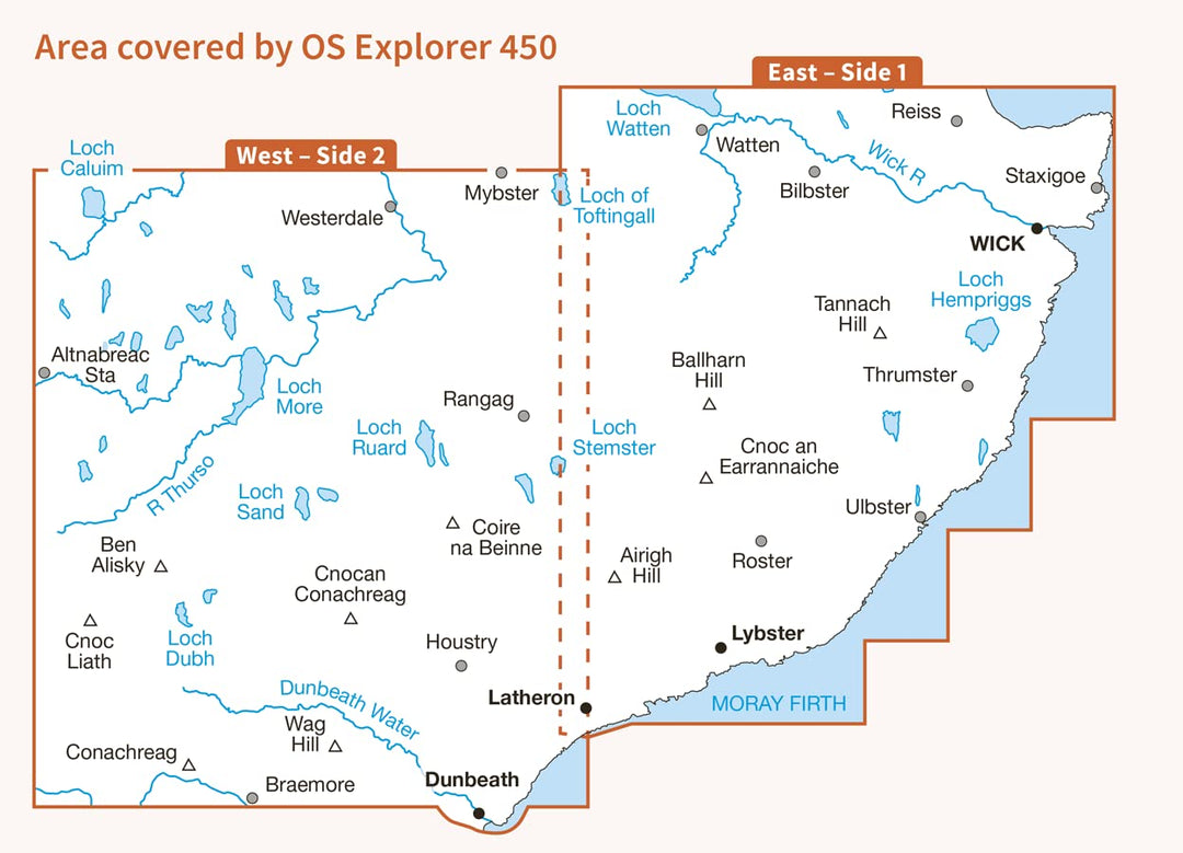 Wick and the Flow Country (OS Explorer Map, Band 450), Karte