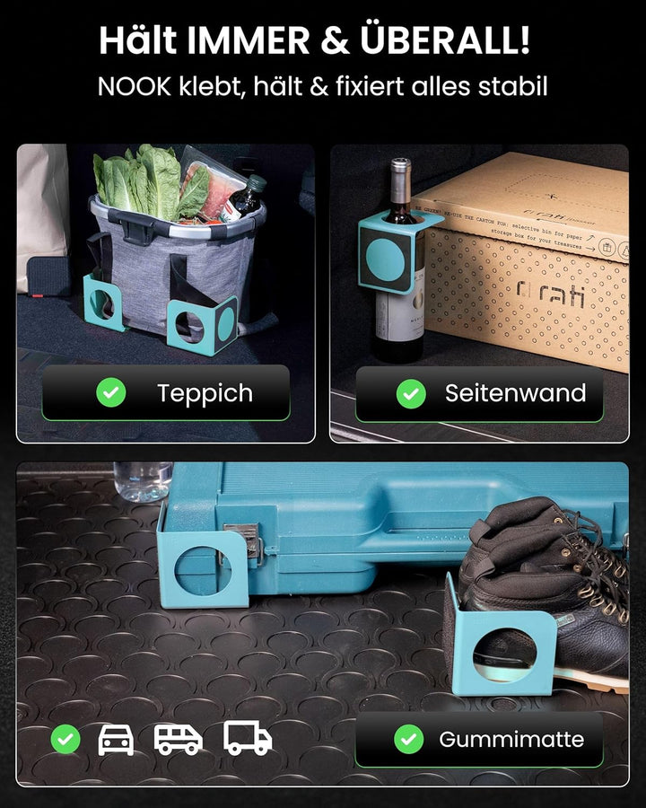 rati Nook 2x Kofferraum Organizer Klett & Antirutschpads Gepäckfixierung Kofferraum - Auf jeder Ober