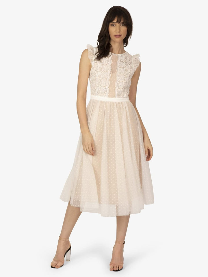 Damen Apart Cocktailkleid in Romantischem Look Special Occasion Dress M Weiss, M Weiss