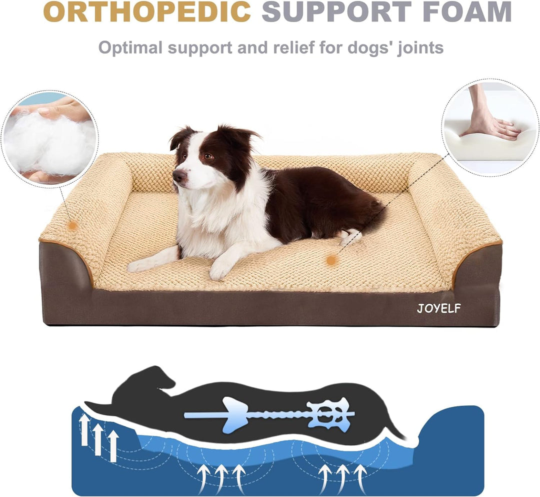 JOYELF Orthopädisches Hundebett für grosse Hunde, U-förmiges Schaumstoffsofa mit abnehmbarem, waschb