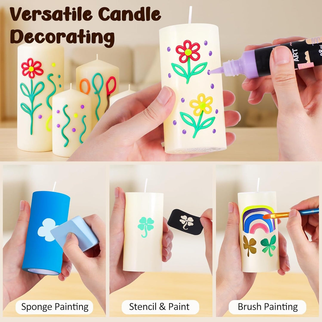 Kerzenstifte 12er Set, à 28 ml, Wachsstifte für Kerzen, Kerzen-Bemalen-Set, Ideal zum Verzieren, Dek