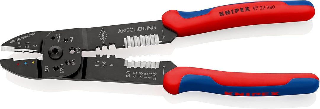 KNIPEX Crimpzange auf SB-Karte schwarz lackiert mit Mehrkomponenten-Hüllen 240 mm, 97 22 240 SB