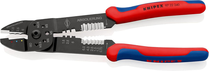 KNIPEX Crimpzange auf SB-Karte schwarz lackiert mit Mehrkomponenten-Hüllen 240 mm, 97 22 240 SB