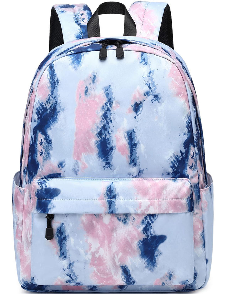 Lohol Leichter Schulrucksack für Mädchen, Kinder-Schulranzen-Rucksack mit Aufdruck (Batiken Blau), B