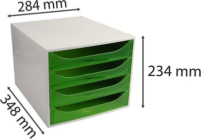 Exacompta 228697D Ablagebox Linicolor mit 4 Schubladen für DIN A4+ Dokumente. Ecobox mit hoher Kapaz