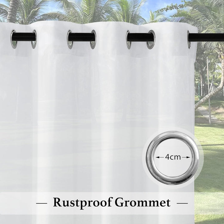 PONY DANCE Outdoor Vorhang Weiss Halbtransparent 2er Set H 213 x B 132 cm Outdoor Gardinen Wasserdic