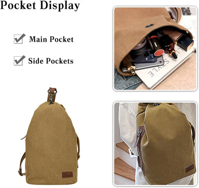 CORIOS Unisex Brusttasche Sling Rucksack Herren Damen Canvas Schultertasche Leicht Crossbody Umhänge