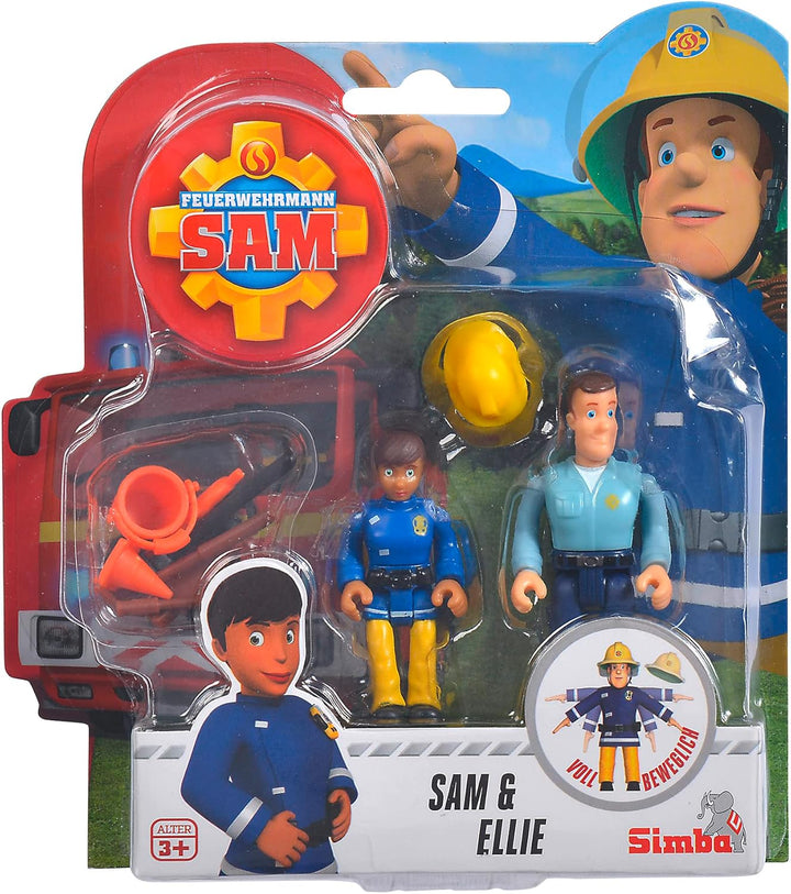 Simba 109251026 - Feuerwehrmann Sam Figuren Doppelpack Serie 2, 4-Sortiert, voll beweglich, 7, 5cm,