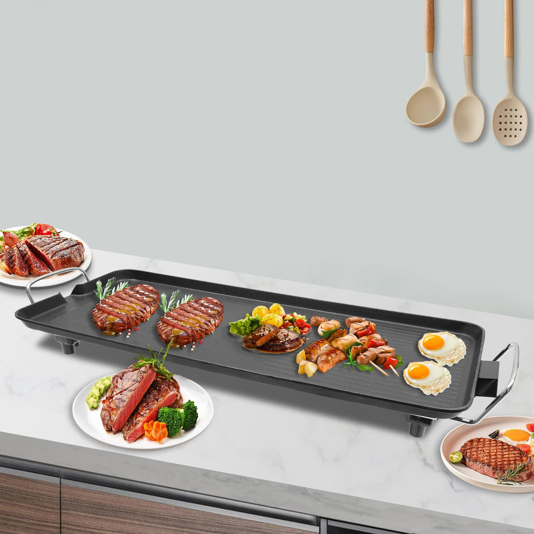 1500W Elektrischer Barbecue Tischgrill aus Aluminiumlegierung, Verstellbare Temperatur Elektrogrill