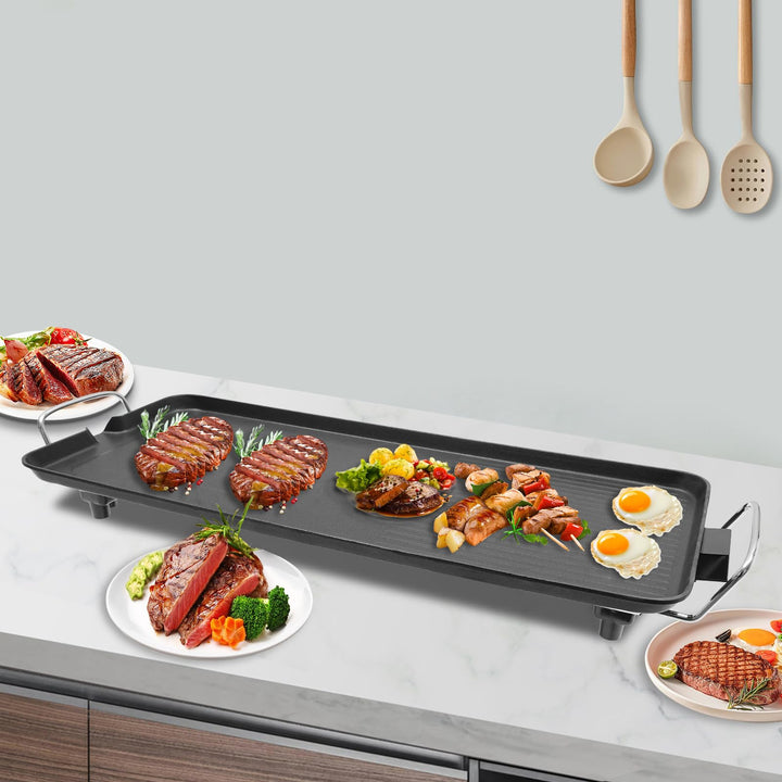 1500W Elektrischer Barbecue Tischgrill aus Aluminiumlegierung, Verstellbare Temperatur Elektrogrill