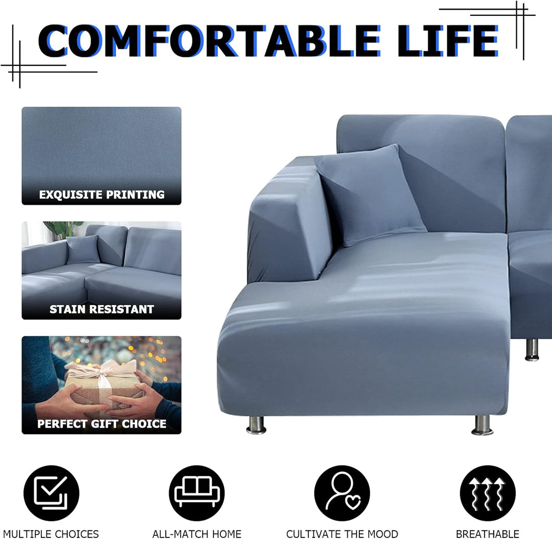 Lydevo Sofabezug Ecksofa L Form Sofa Überwürfe Stretch Sofabezug L Form Rechts oder Links mit Zwei K