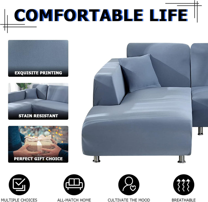 Lydevo Sofabezug Ecksofa L Form Sofa Überwürfe Stretch Sofabezug L Form Rechts oder Links mit Zwei K
