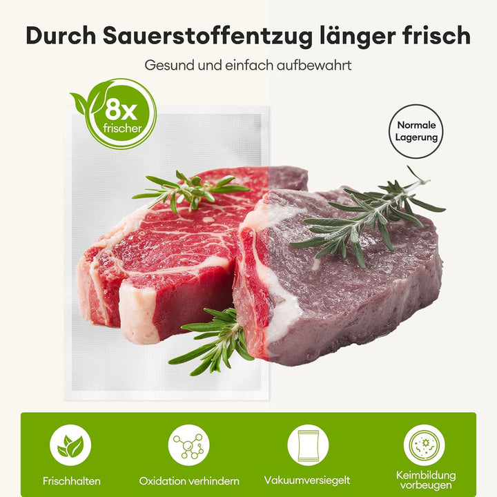 Vakuumierer mit Zuschneiden von Vakuumbeuteln, Vakuumiergerät mit Vakuumierbeuteln, Elektrischer Vak