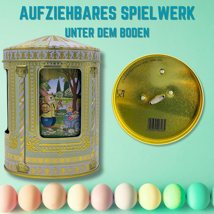 Osterhasen Spieluhrdose - Dose, Gebäckdose, Geschenkdose, Sammlerdose - Vol. 0,75l, Ø. x Höhe 12 x 1