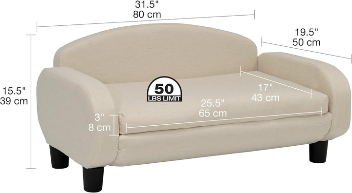 Paws &amp; Purrs Modernes Haustier-Sofa, 80 cm breit, niedrige Rückenlehne, mit abnehmbarem Matratzenbez