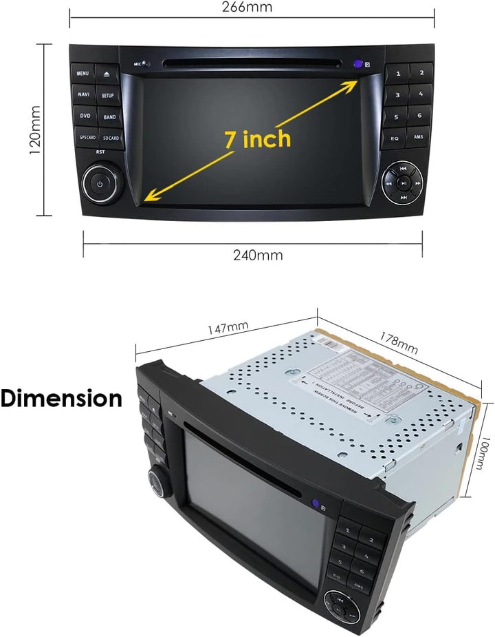 GABITECH Android 11 Autoradio Stereo GPS für Mercedes-Benz E-Klasse W211 2002-2009 Mercedes-Benz G-K