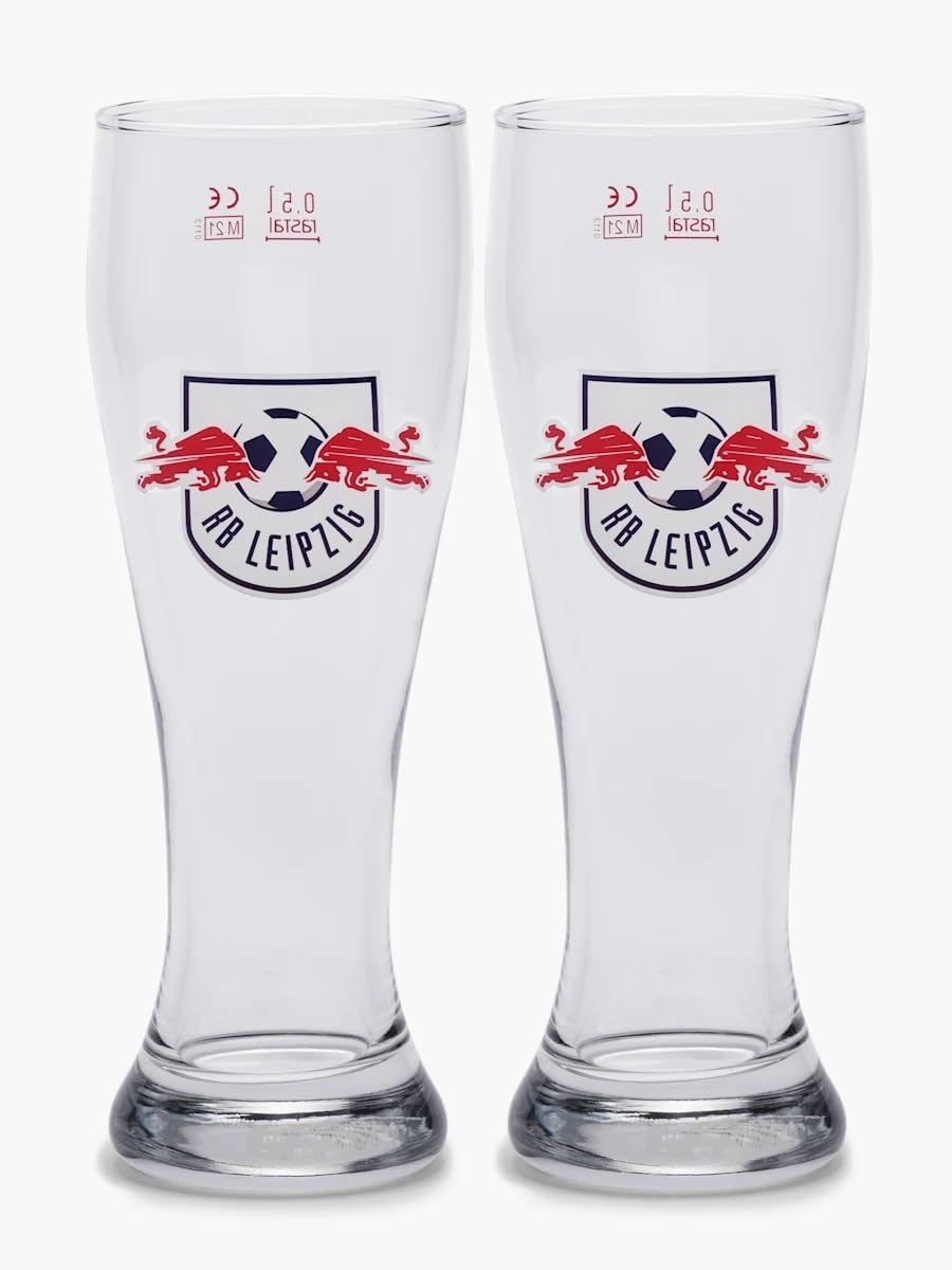 RB Leipzig Weissbierglas 2er Set - Logo - Glas Bierglas Weizenbierglas RBL - Plus Lesezeichen Wir li