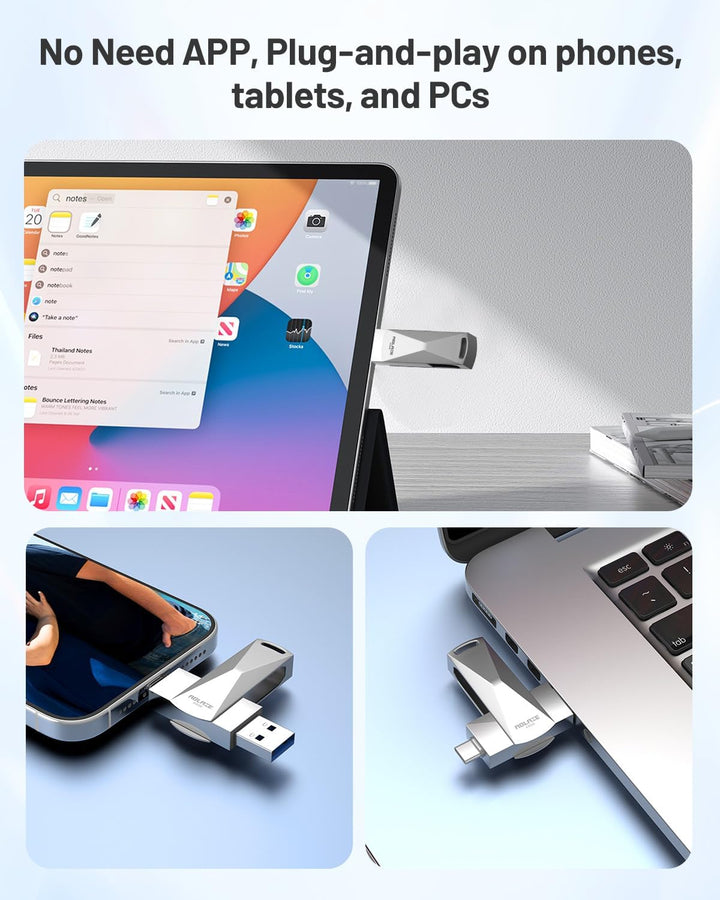 ABLAZE 64 GB USB C Stick, Dual USB 3.0 + Typ C, kompatibel mit iPhone 16/15, Android-Smartphones, Co