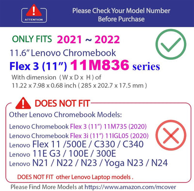 mCover Hard Case NUR kompatibel mit Lenovo Chromebook Flex 3 Modell 11M836 (29,5 cm) (11,6 Zoll) 2-i