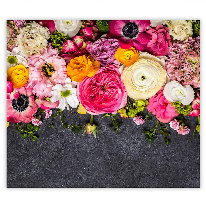 SmartDecoration Herdabdeckplatte Ceranfeldabdeckung aus Glas 60x52 cm Einteilig Motiv "Blumen" Rosa