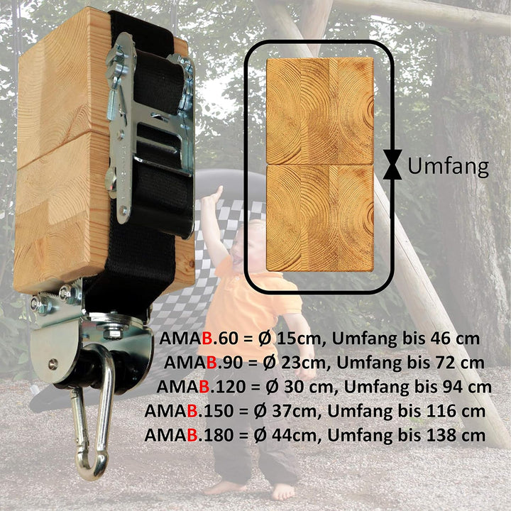 Flexible Bandschelle bis Ø30 cm oder 95 cm Umfang mit MARATHON Rollengelenk 96 cm, 96 cm