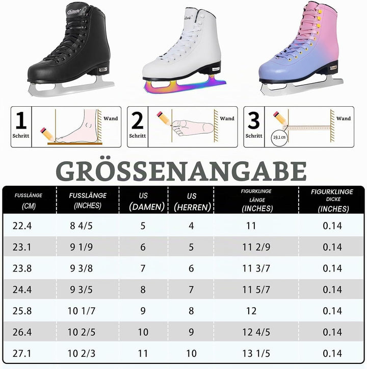 Nattork Eiskunstlaufschuhe Excellence – Edelstahlkufen für verbesserte Unterstützung, Stärke, Leistu